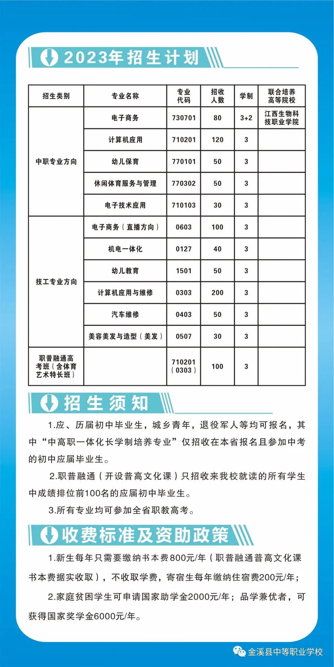 江西金溪電子技工學(xué)校招生計劃