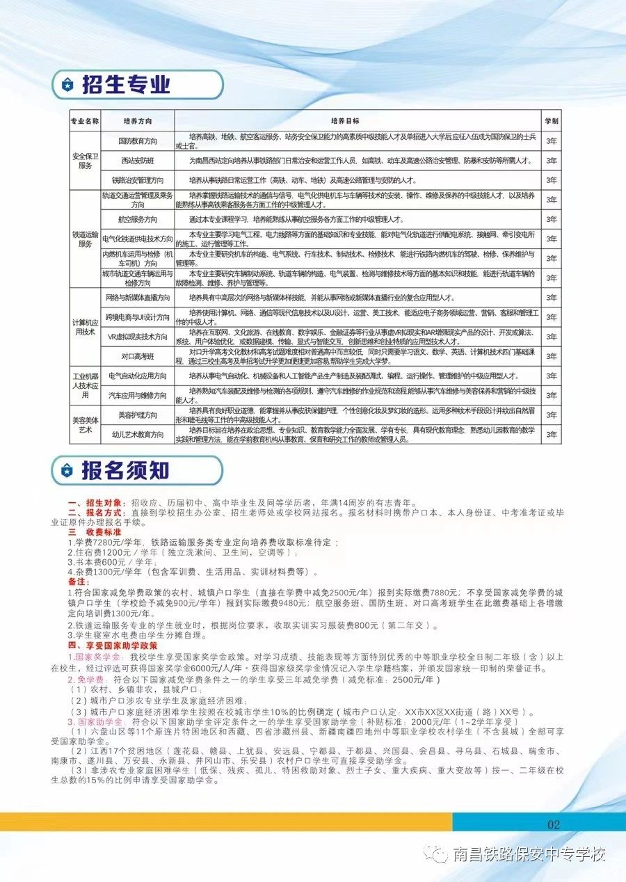 南昌鐵路保安中等專業(yè)學(xué)校報(bào)名須知